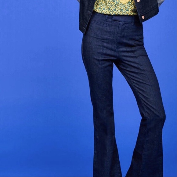 Modcloth Vintage Inspired Blue Denim Bell Bottoms (M) - Picture 1 of 6